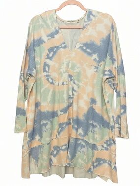 💜 Chance or Fate Oversized Pastel Tie-Dye V-Neck Sweater • 28" p2p, 29" length